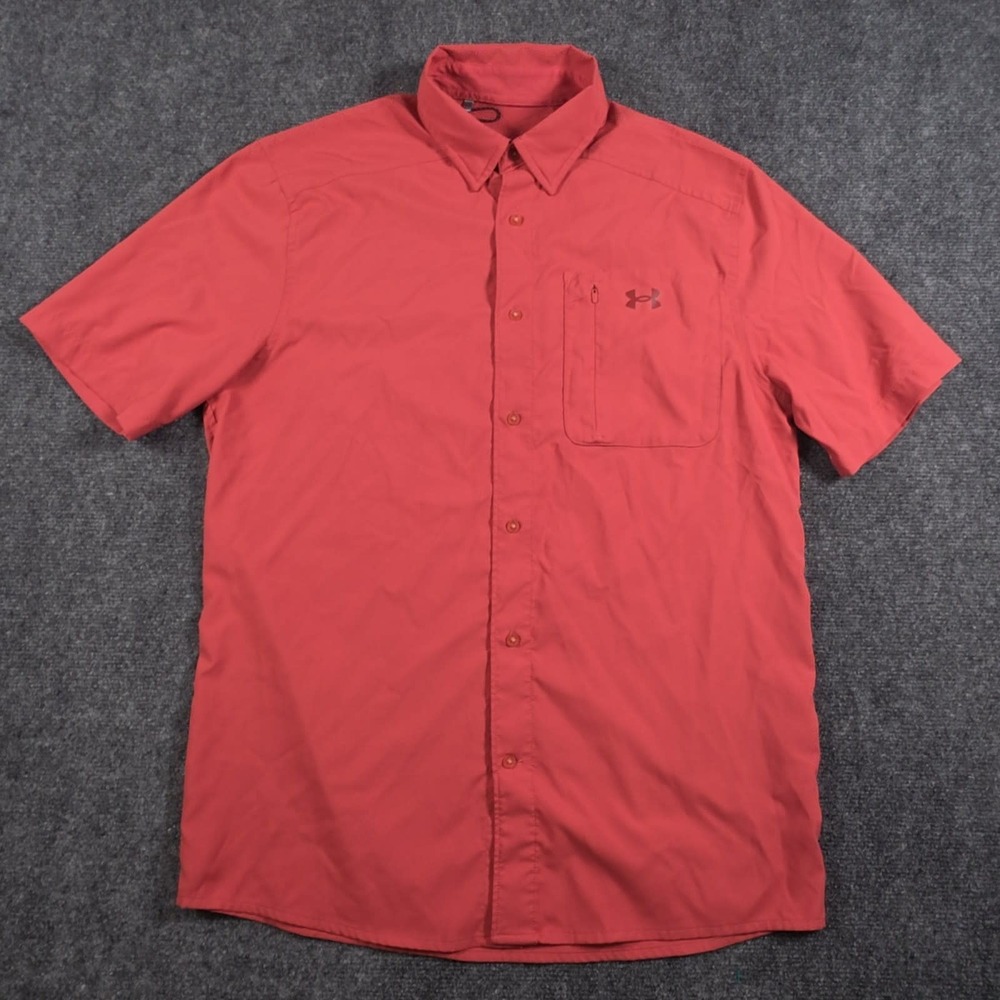 Under Armour Drift Tide 2.0 Shirt Mens M Sedona Red Fitted Short Sleeve Fishing